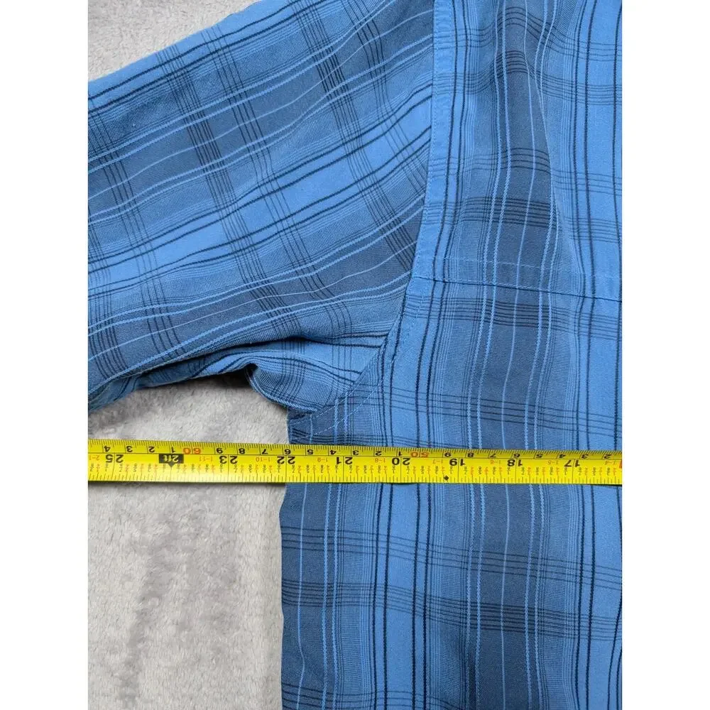 The North Face Button Up Shirt Men Large Blue Plaid Outdoor Hiking Casual Pocket